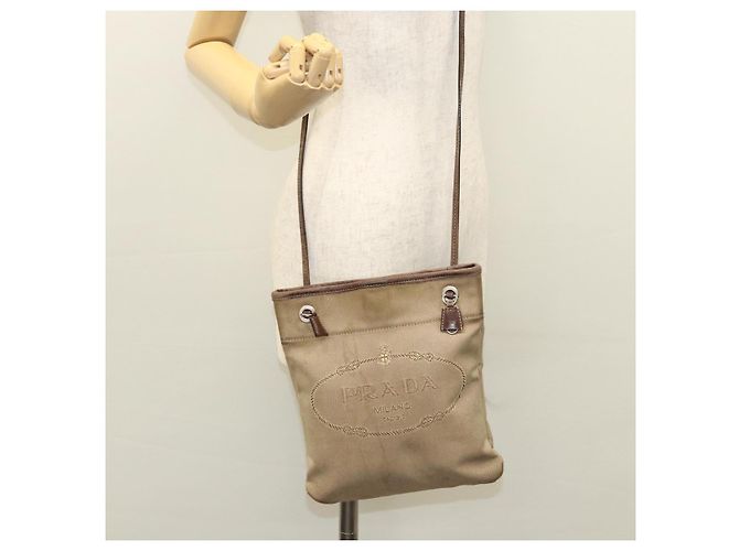 Borsa a spalla PRADA in tela beige Auth hk2410 - vista 23