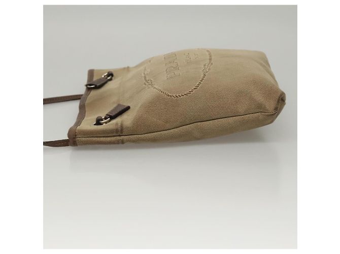 Borsa a spalla PRADA in tela beige Auth hk2410 - vista 4