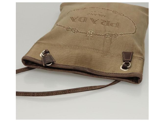 Borsa a spalla PRADA in tela beige Auth hk2410 - vista 6
