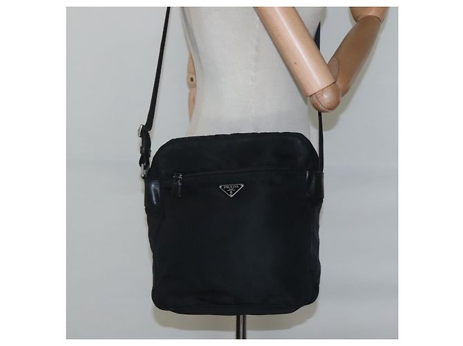 Borsa a Spalla PRADA in Nylon Nero Auth 106791 - vista 25