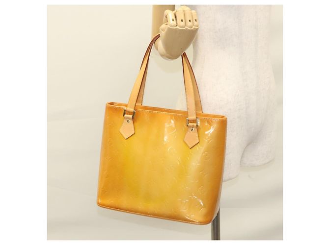 LOUIS VUITTON Monogram Vernis Bolsa de Mano Houston Amarillo M91121 LV Auth BA914 - vista 25