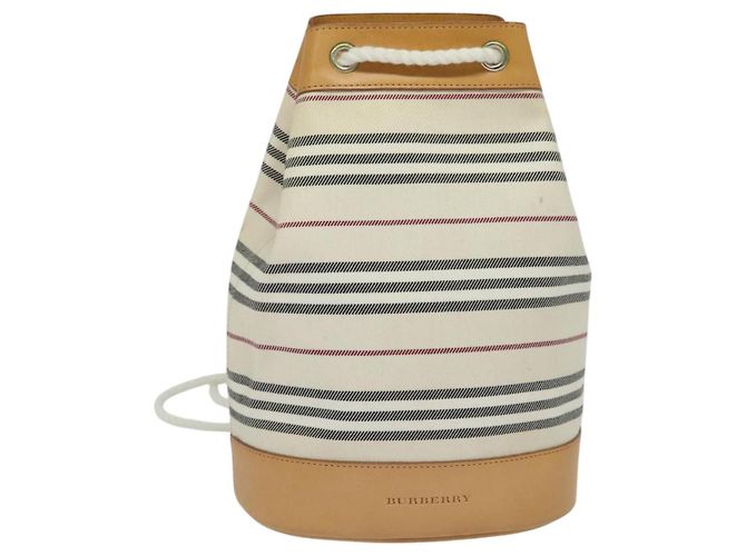 Borsa a Spalla Burberry in Tela e Pelle Bianca Auth bs23926 Bianco - vista 13