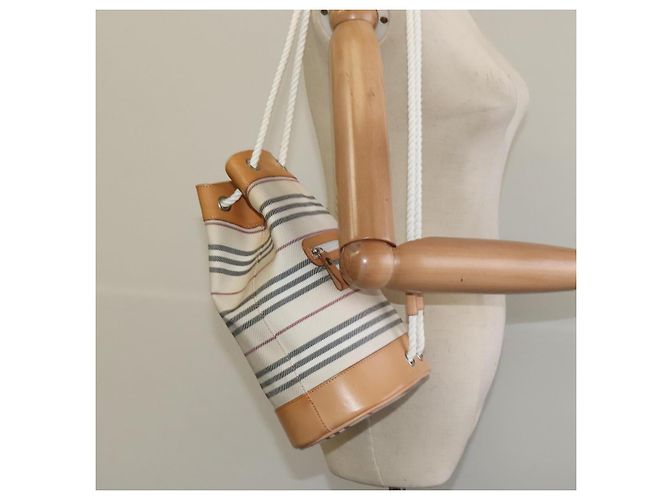Borsa a Spalla Burberry in Tela e Pelle Bianca Auth bs23926 Bianco - vista 20