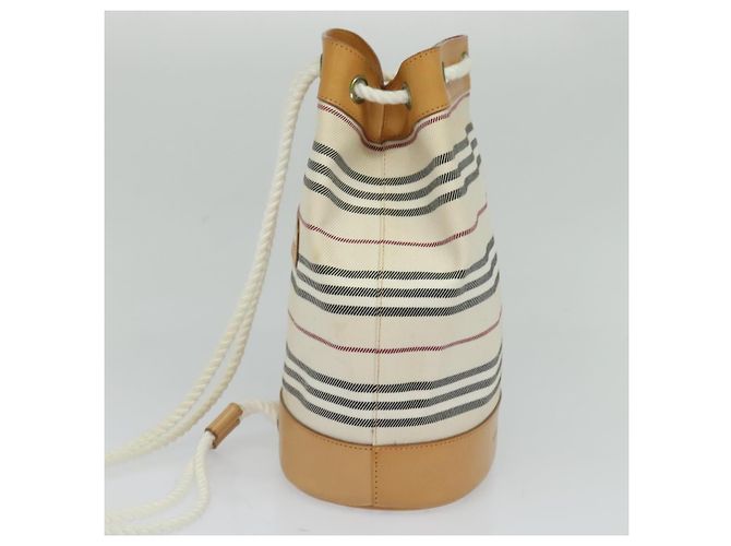 Borsa a Spalla Burberry in Tela e Pelle Bianca Auth bs23926 Bianco - vista 4