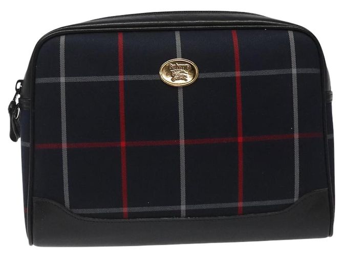 Autre Marque Borsa clutch in tela Nova Check di Burberrys, blu navy, autentica, EC973 - vista 13