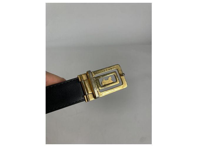 Céline Cinturón de cuero negro Celine Triomphe - vista 2