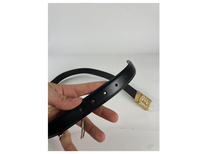 Céline Cinturón de cuero negro Celine Triomphe - vista 4