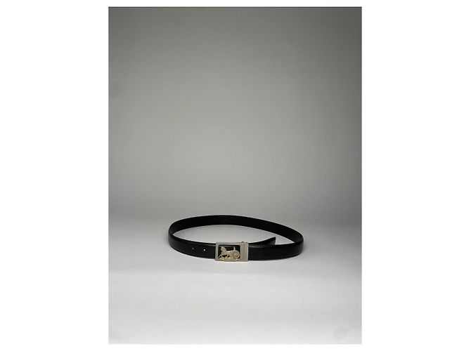 Céline Cinturón de cuero negro Celine Triomphe - vista 4