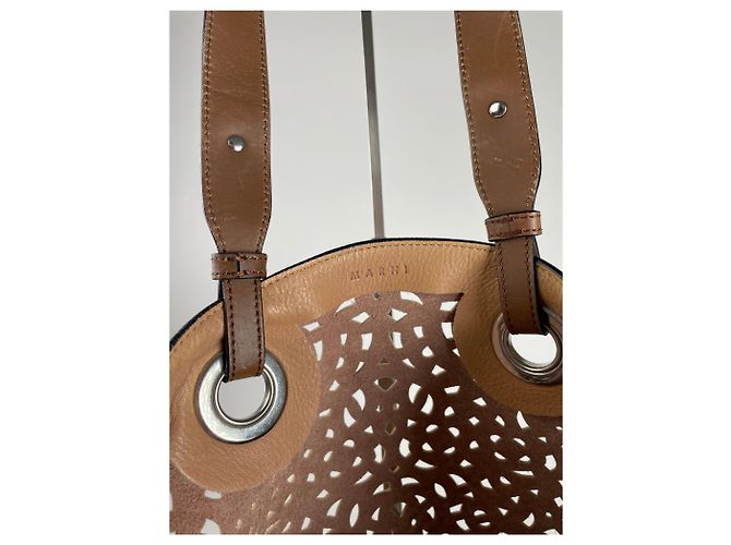 Sac à main en cuir vintage Marni marron - Ansicht 3