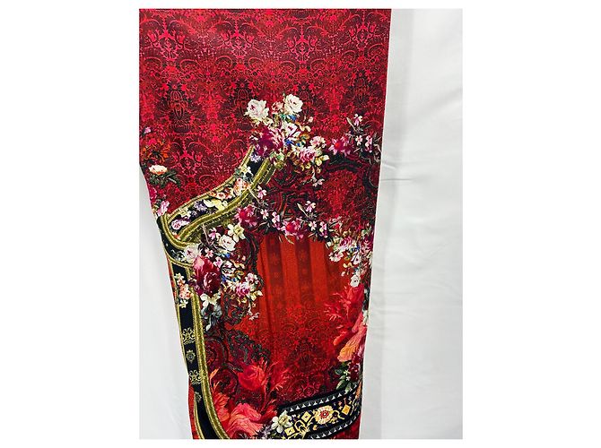 Camilla pantalones de seda anchos impresos Negro Roja Multicolor Amarillo Blanco roto Azul claro Gold hardware - vista 11