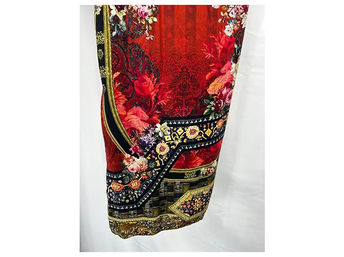 Camilla pantalones de seda anchos impresos Negro Roja Multicolor Amarillo Blanco roto Azul claro Gold hardware - vista 12