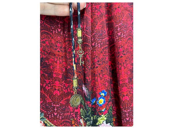 Camilla pantalones de seda anchos impresos Negro Roja Multicolor Amarillo Blanco roto Azul claro Gold hardware - vista 5