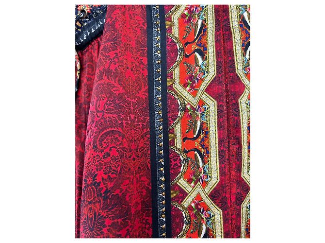 Camilla pantalones de seda anchos impresos Negro Roja Multicolor Amarillo Blanco roto Azul claro Gold hardware - vista 7