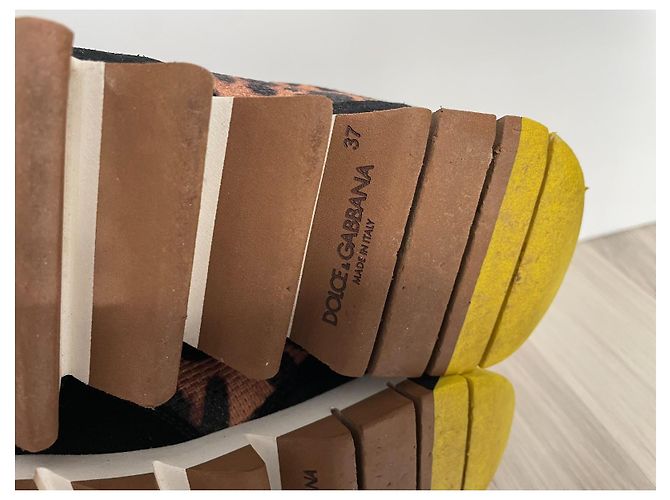 Baskets Dolce & Gabbana Daim Marron Noir - vue 8