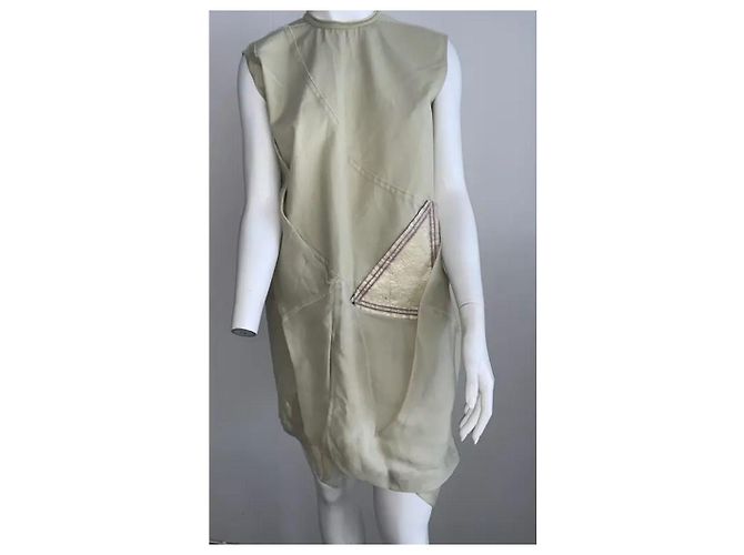 Vestido Rick Owens de algodão com bainha assimétrica cáqui Caqui - vista 3