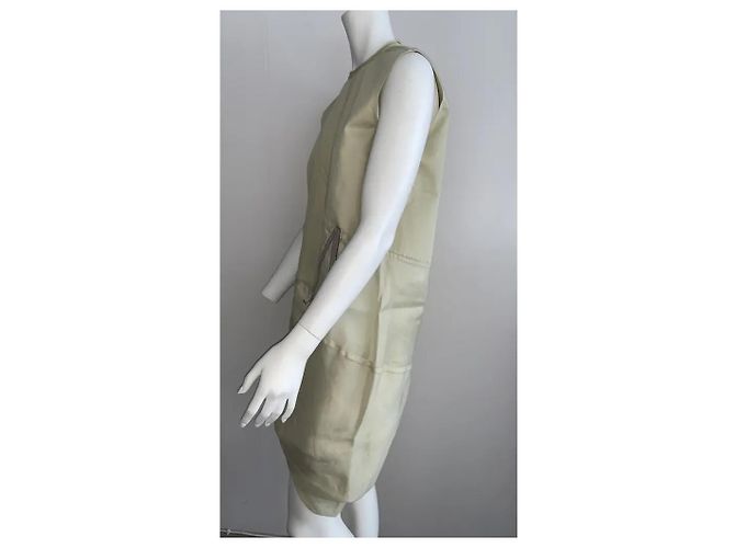 Vestido Rick Owens de algodão com bainha assimétrica cáqui Caqui - vista 4