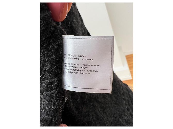 Giacca Chanel con zip in alpaca e cashmere bianca e grigia Bianco Grigio - vista 7