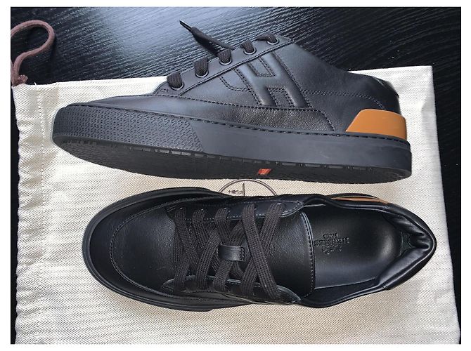 Sneakers Hermès in pelle nera Nero - vista 4