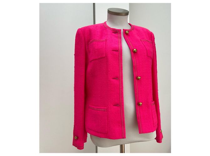 Giacca Chanel in tweed e seta rosa - vista 2