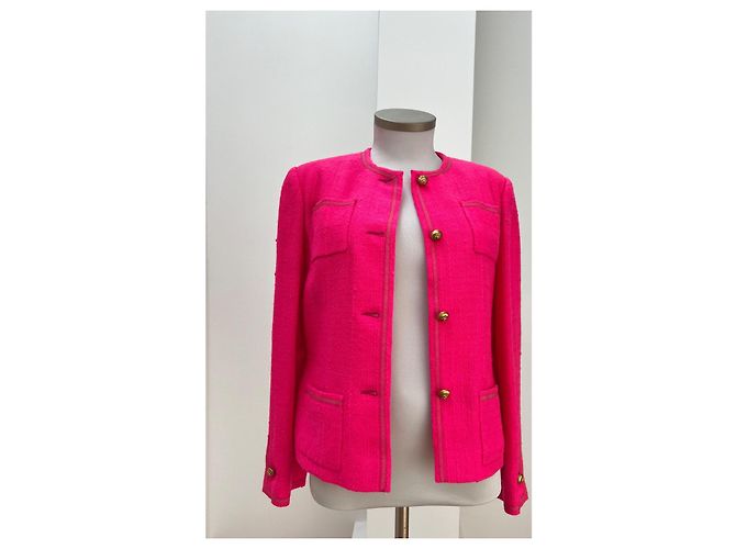Giacca Chanel in tweed e seta rosa - vista 3