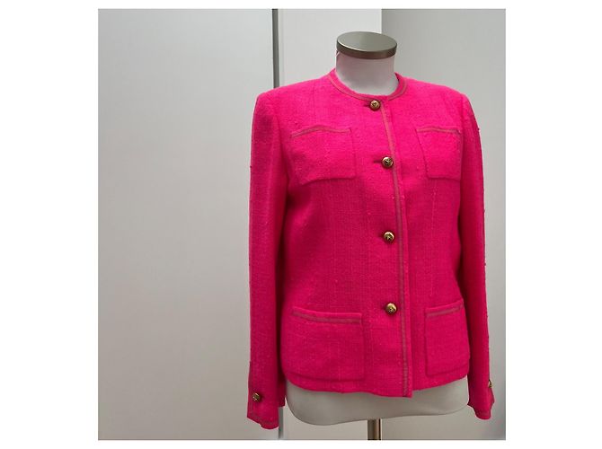 Giacca Chanel in tweed e seta rosa - vista 4