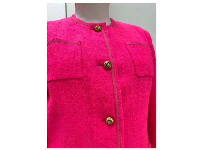 Giacca Chanel in tweed e seta rosa - vista 5