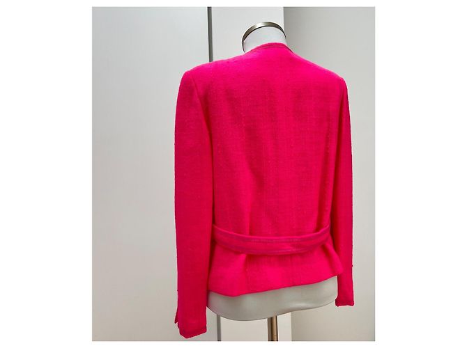 Giacca Chanel in tweed e seta rosa - vista 6
