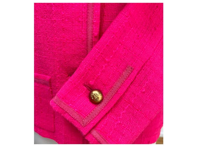 Giacca Chanel in tweed e seta rosa - vista 7