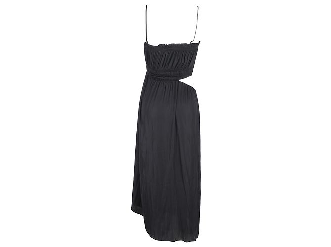 Maje Cutout Rüschenshirtloses Midikleid aus schwarzem Polyester - Ansicht 3