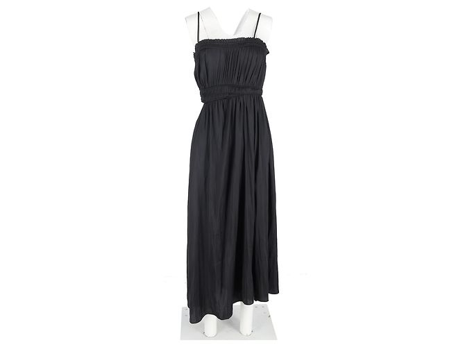 Maje Cutout Rüschenshirtloses Midikleid aus schwarzem Polyester - Ansicht 4