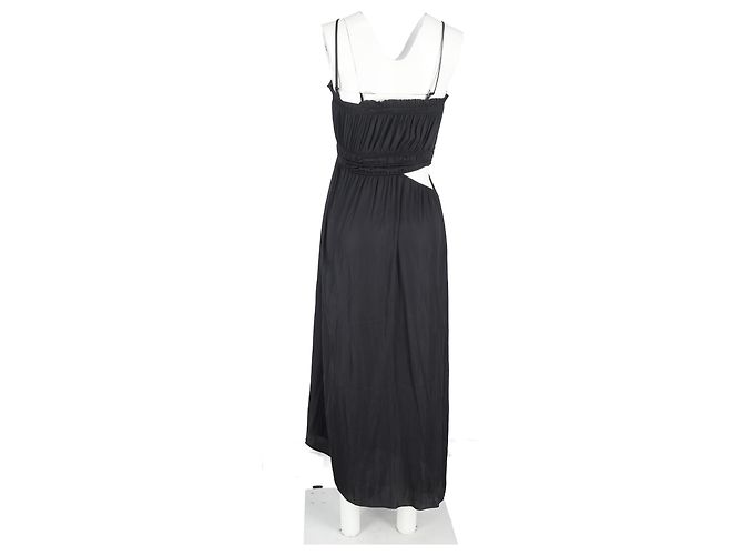 Maje Cutout Rüschenshirtloses Midikleid aus schwarzem Polyester - Ansicht 6