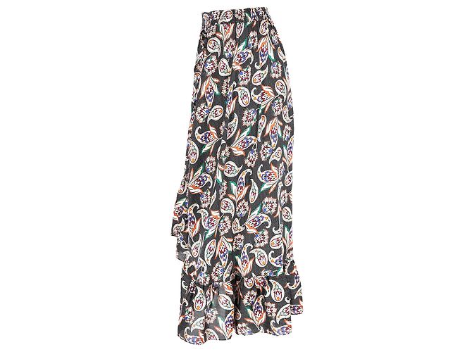 Maje Paisley Print Ruffled Midi Skirt in Multicolor Polyester Multiple colors - view 2