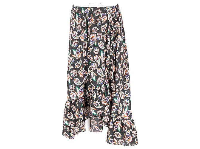 Maje Paisley Print Ruffled Midi Skirt in Multicolor Polyester Multiple colors - view 6