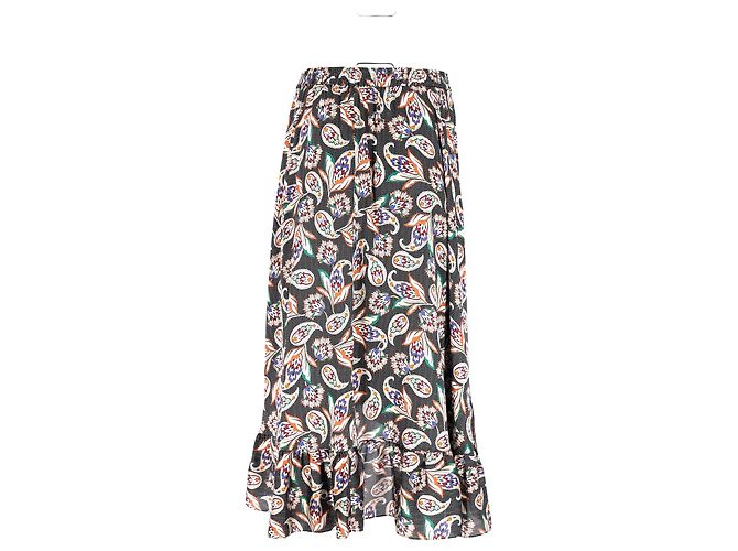 Maje Paisley Print Ruffled Midi Skirt in Multicolor Polyester Multiple colors - view 8