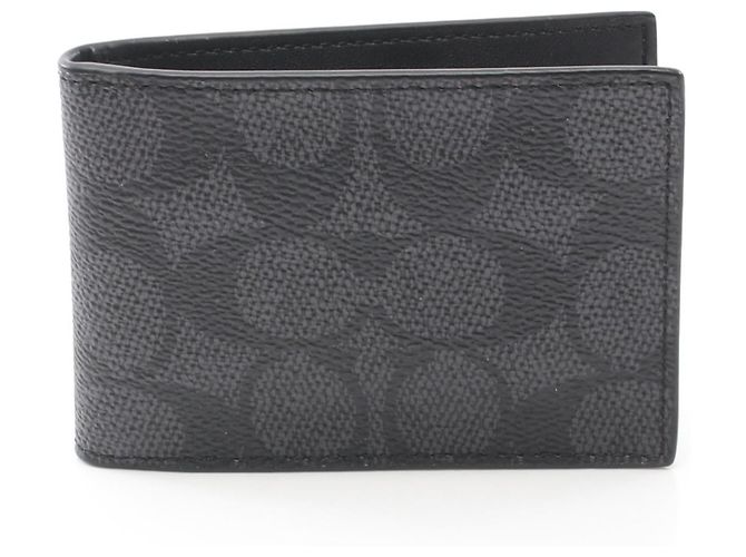 Coach Bifold Wallet PVC Canvas Black/Grey - view 6