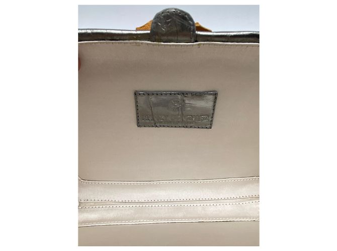 Borse a mano NANCY GONZALEZ T. Pelli esotiche Grigio - vista 6