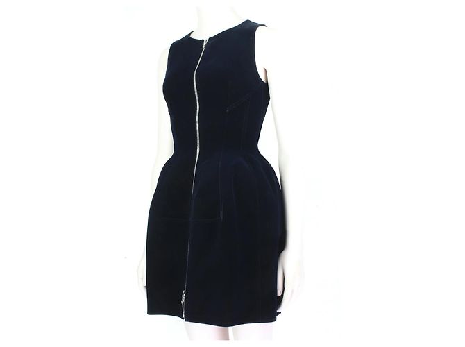 Alaïa Alaia Samt Fit & Flare Kleid Blau - Ansicht 2