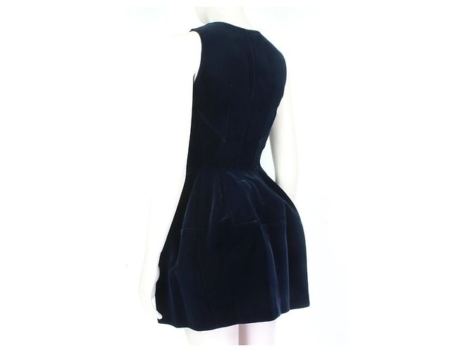 Alaïa Alaia Samt Fit & Flare Kleid Blau - Ansicht 4