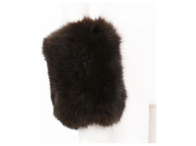 Haselnussbraune Pelzfäustlinge von Saint Laurent - Ansicht 2