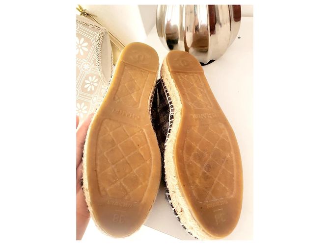 Espadrillas Chanel CC unisex 38 Nero Grigio - vista 8