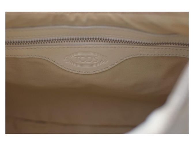 Borsa hobo Tod's in tela, pelle e camoscio avorio Crudo - vista 11