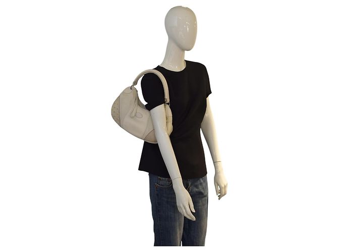 Borsa hobo Tod's in tela, pelle e camoscio avorio Crudo - vista 16