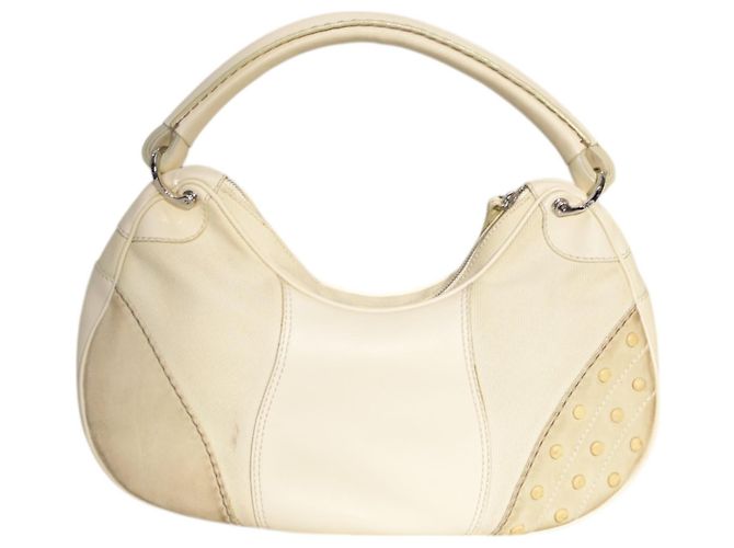 Borsa hobo Tod's in tela, pelle e camoscio avorio Crudo - vista 2
