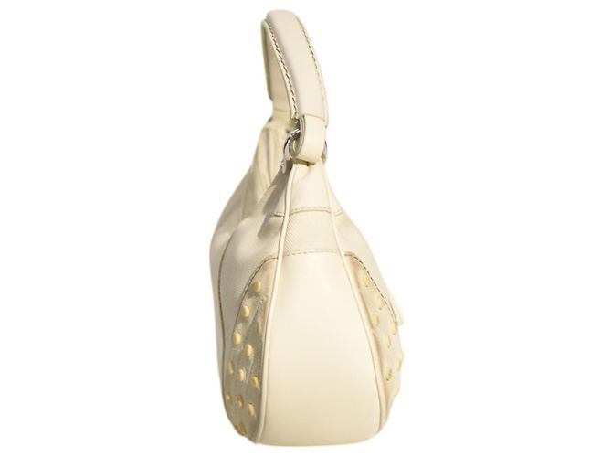 Borsa hobo Tod's in tela, pelle e camoscio avorio Crudo - vista 3