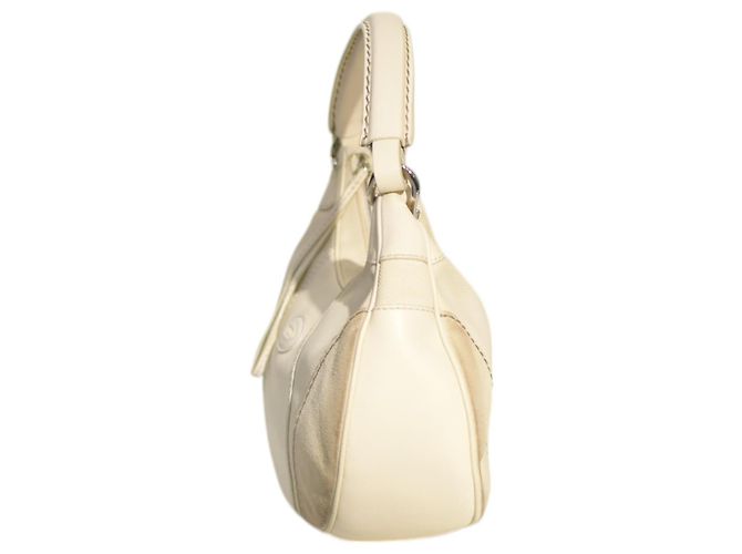 Borsa hobo Tod's in tela, pelle e camoscio avorio Crudo - vista 4