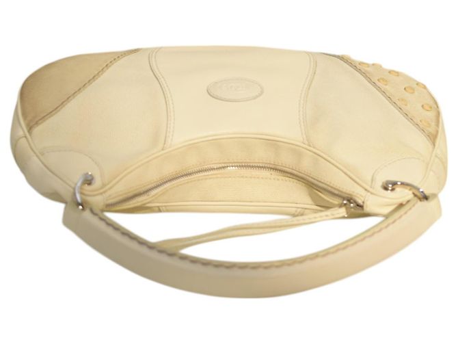 Borsa hobo Tod's in tela, pelle e camoscio avorio Crudo - vista 5