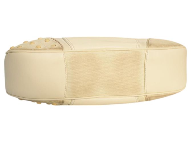 Borsa hobo Tod's in tela, pelle e camoscio avorio Crudo - vista 6