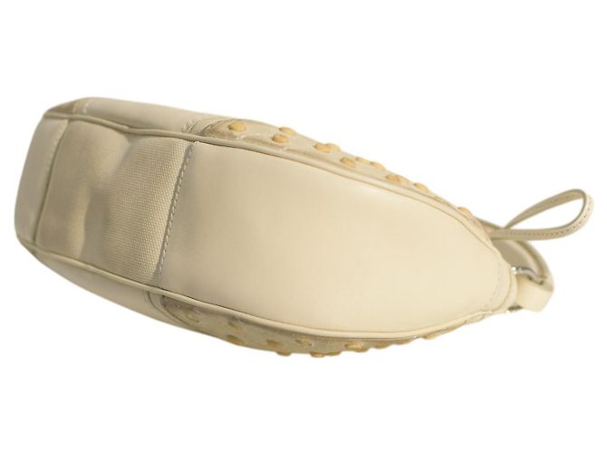 Borsa hobo Tod's in tela, pelle e camoscio avorio Crudo - vista 9