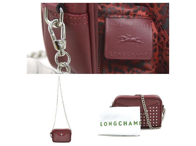 Borsa a spalla in pelle rosso scuro Longchamp Bordò - vista 5