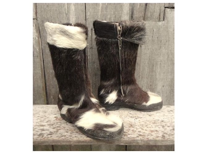 Autre Marque Botas de piel blancas y marrón oscuro Blanco - vista 2